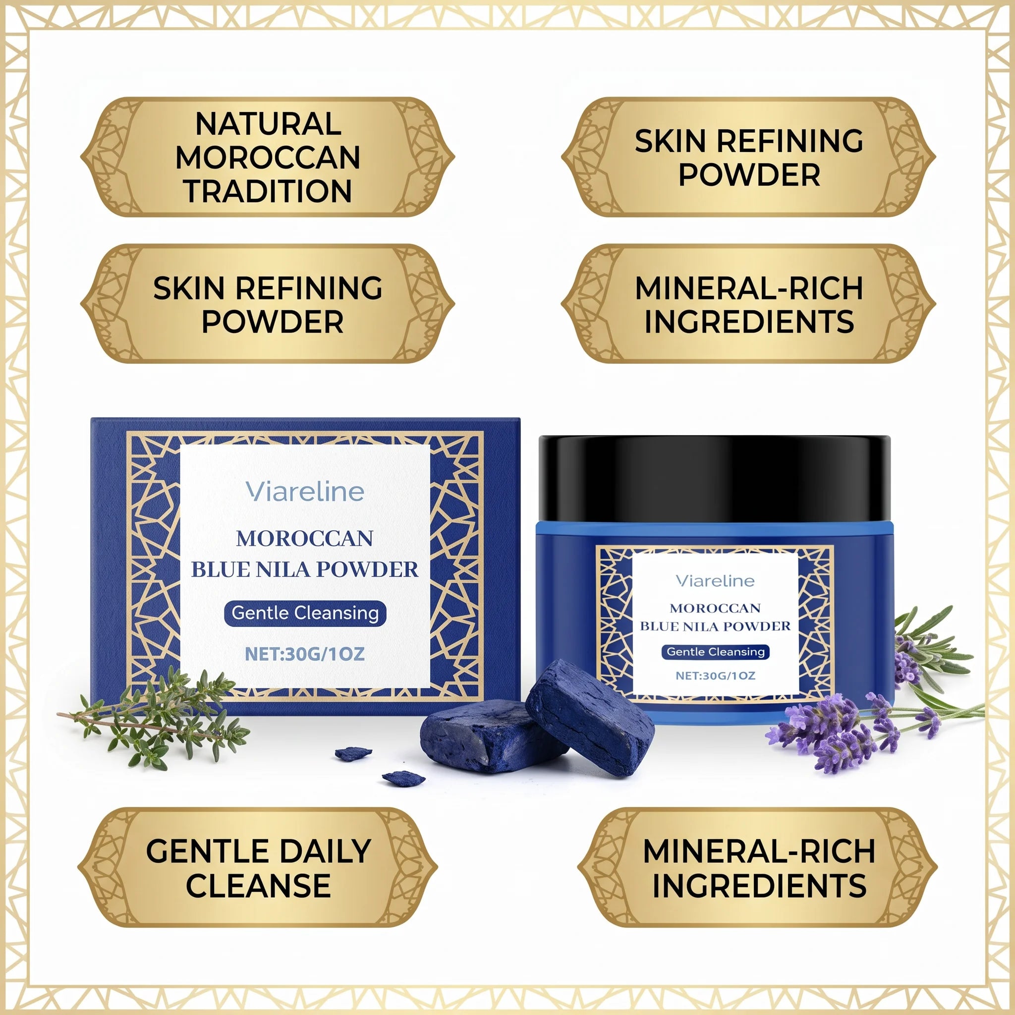 Moroccan Blue Nila Face Mask Powder for Brightening and Exfoliation - 3