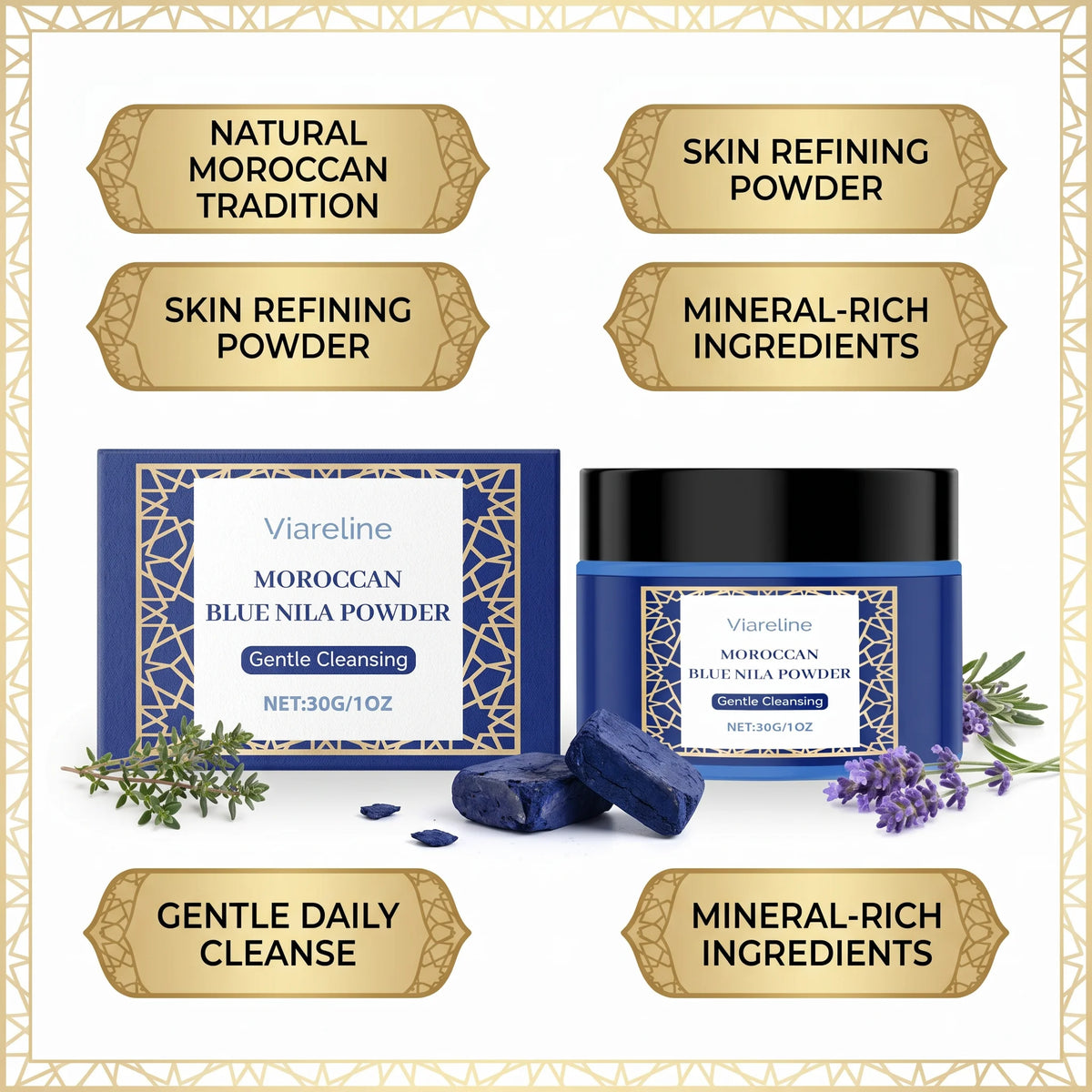 Moroccan Blue Nila Face Mask Powder for Brightening and Exfoliation