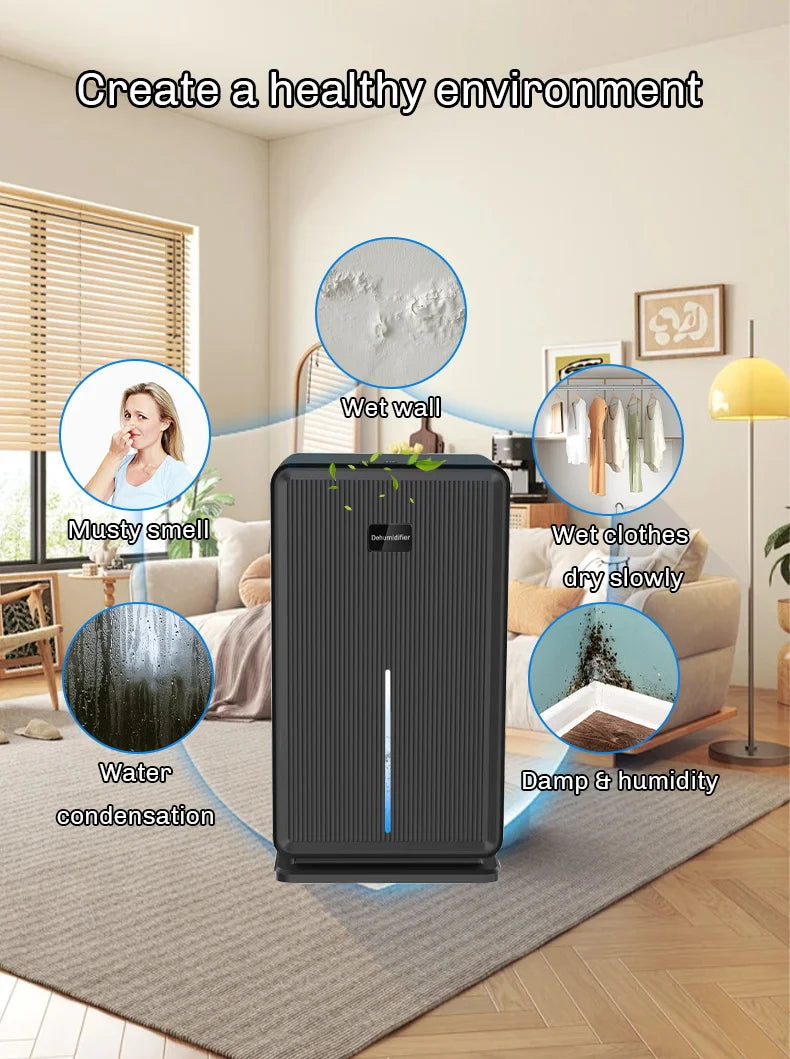 Compact Quiet Electric Dehumidifier for Home and Basement
