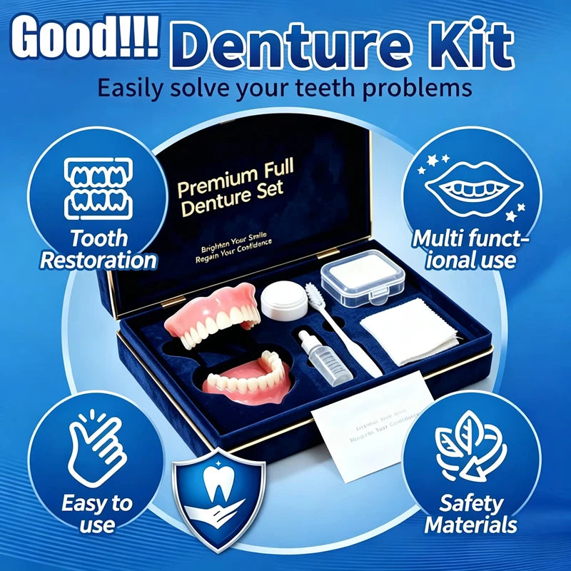 Realistic Cosmetic Denture Set with Cleaning Kit