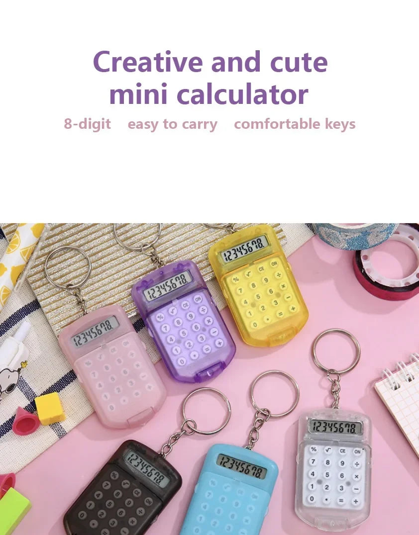 Portable Mini Transparent Flip Calculator with Keychain - 16