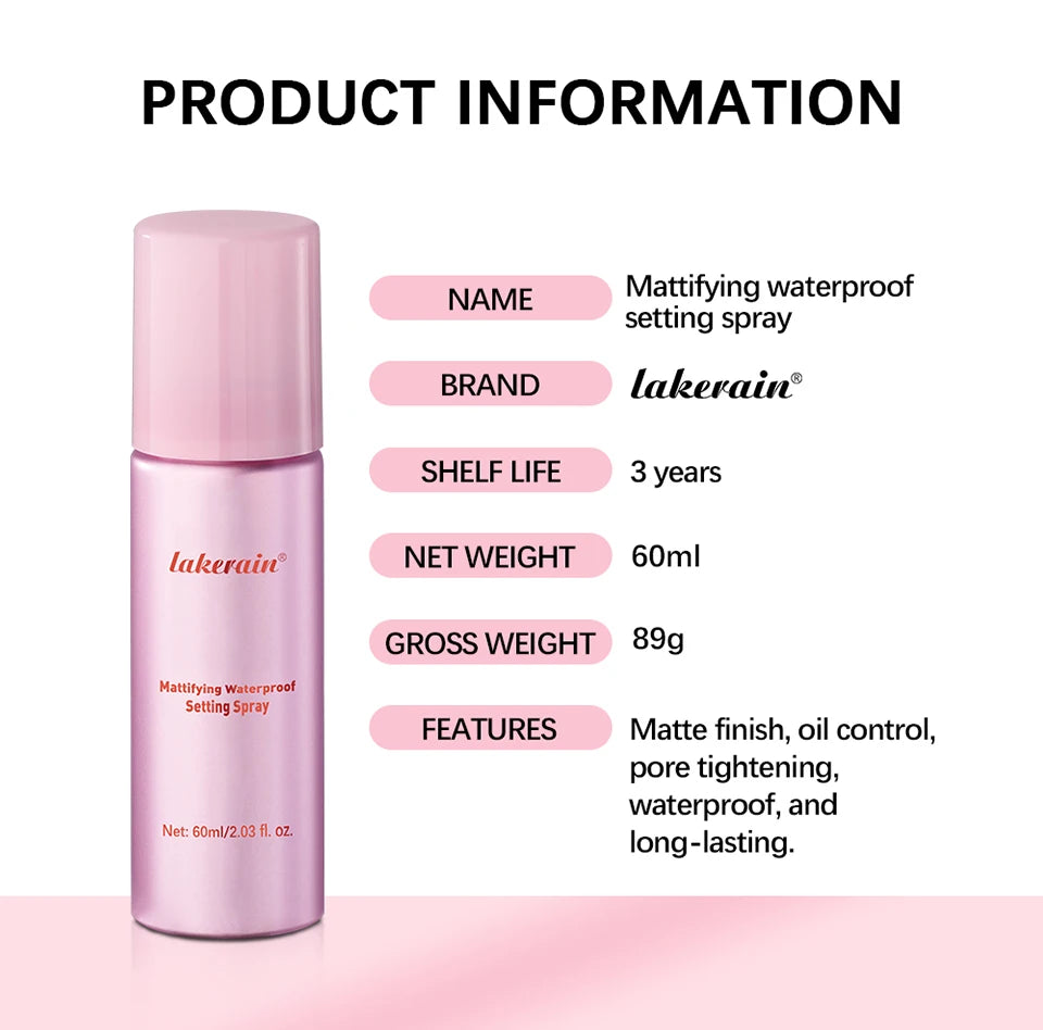 Mattifying Waterproof Makeup Setting Spray for Long-Lasting Wear