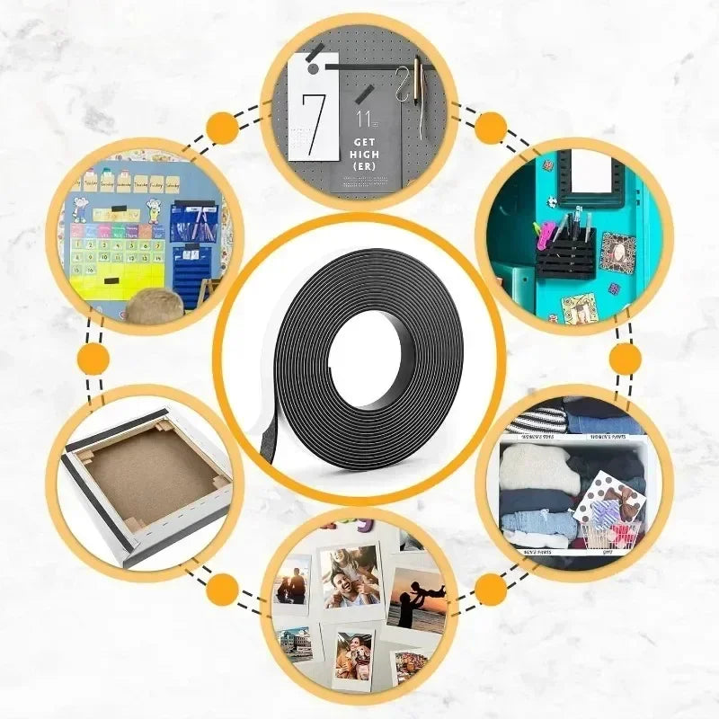 Self-Adhesive Cuttable Magnetic Strip for DIY Home Organization