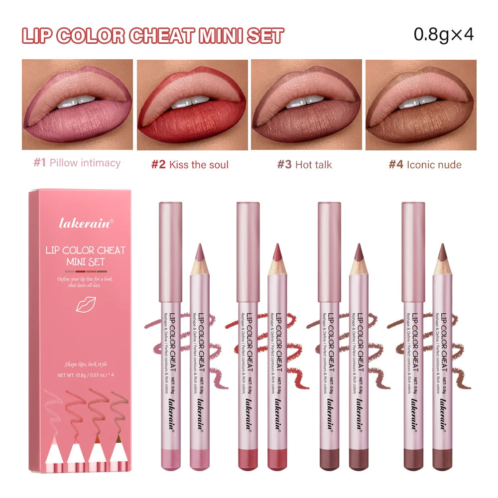 Waterproof Matte Lip Liner Pencil Set for Defined Lips