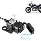 Dual USB Motorcycle Handlebar Charger with Power Switch