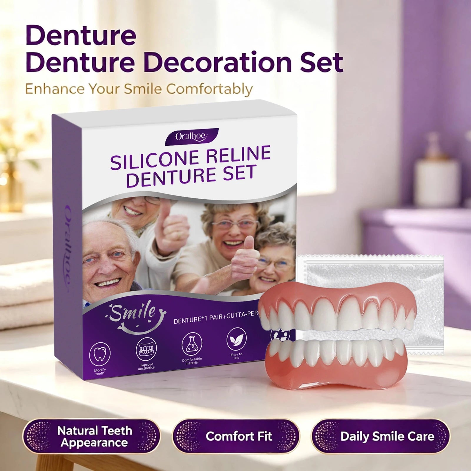 Cosmetic Silicone Denture Set for Natural Smile - 5