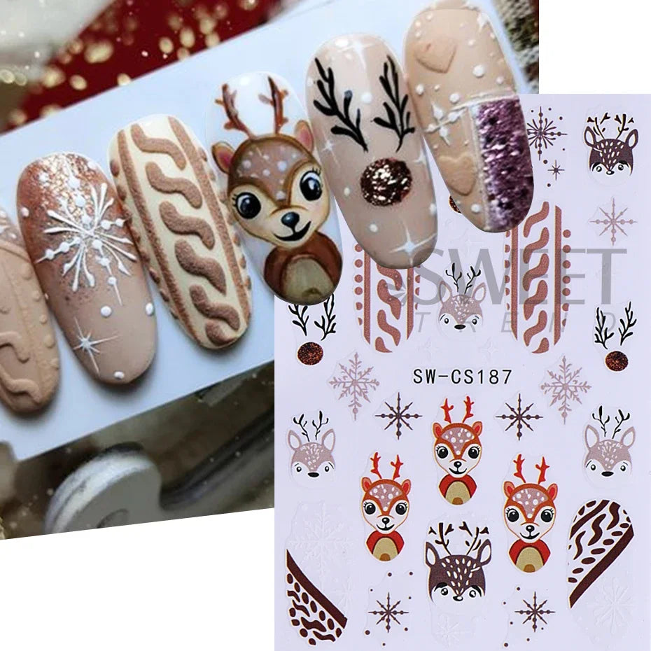 3D Christmas Cartoon Self-Adhesive Nail Art Decal Stickers