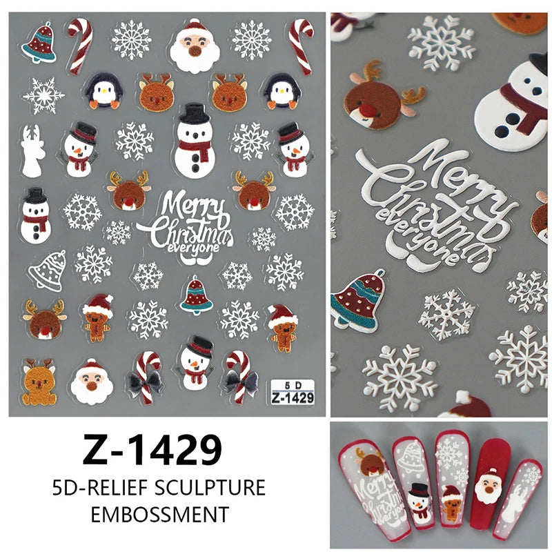 3D Christmas Cartoon Self-Adhesive Nail Art Decal Stickers