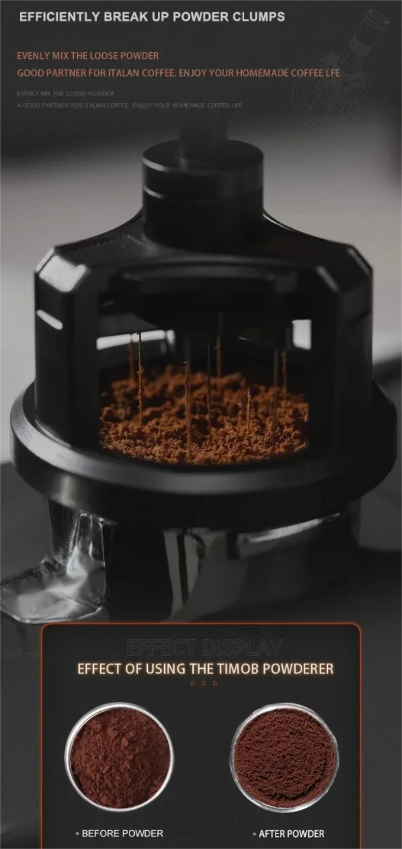 Adjustable Espresso Coffee Distribution and Stirring Tool - 10