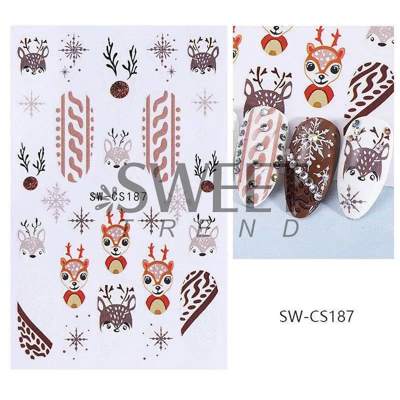3D Christmas Cartoon Self-Adhesive Nail Art Decal Stickers