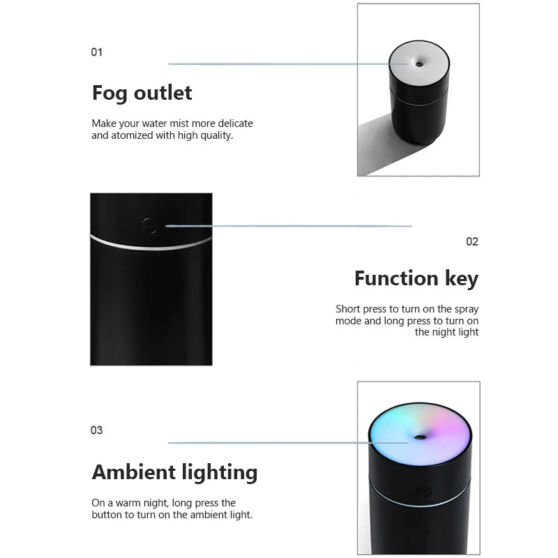 Portable Wireless Mini Air Humidifier and Aroma Diffuser