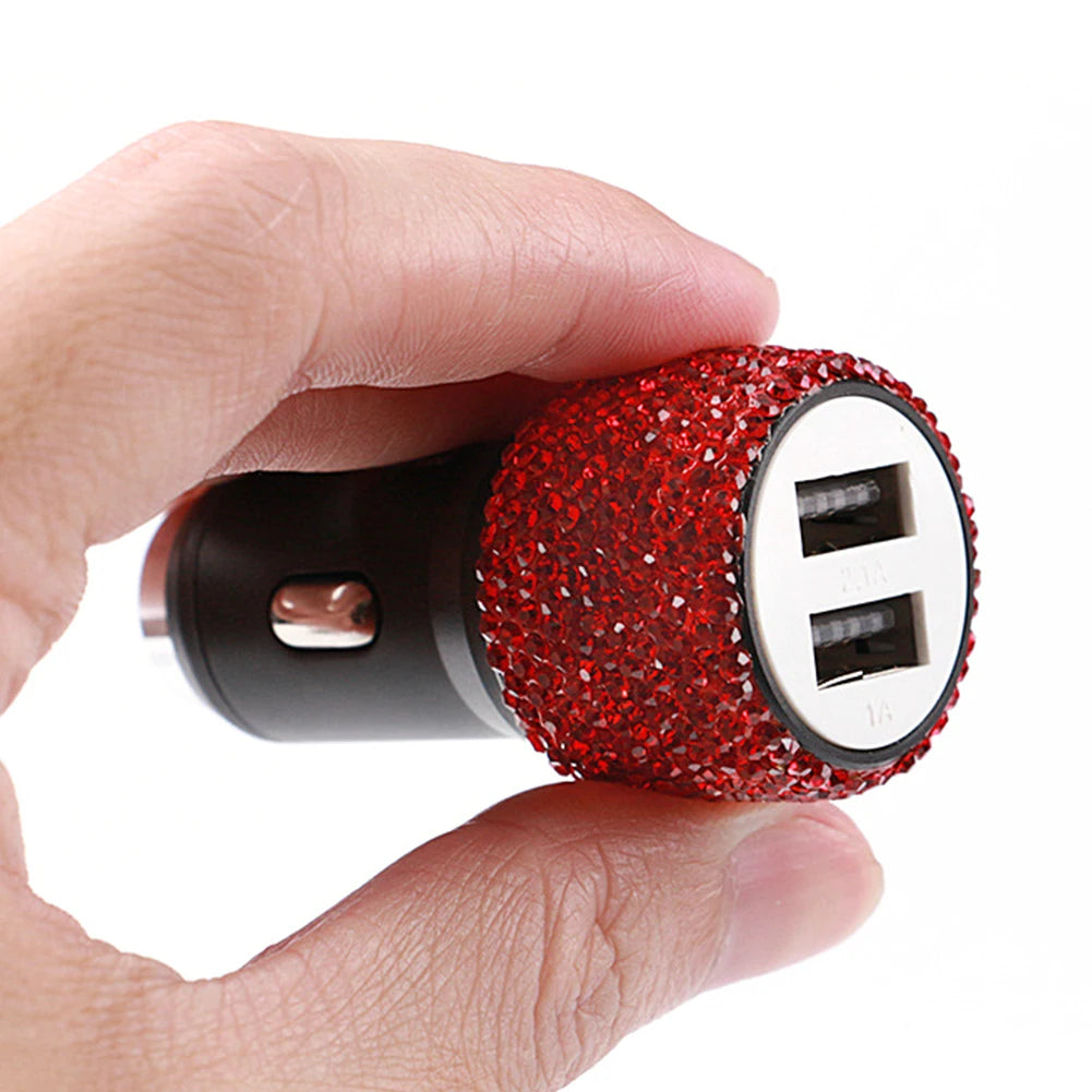 Dual Port Rhinestone USB Car Charger