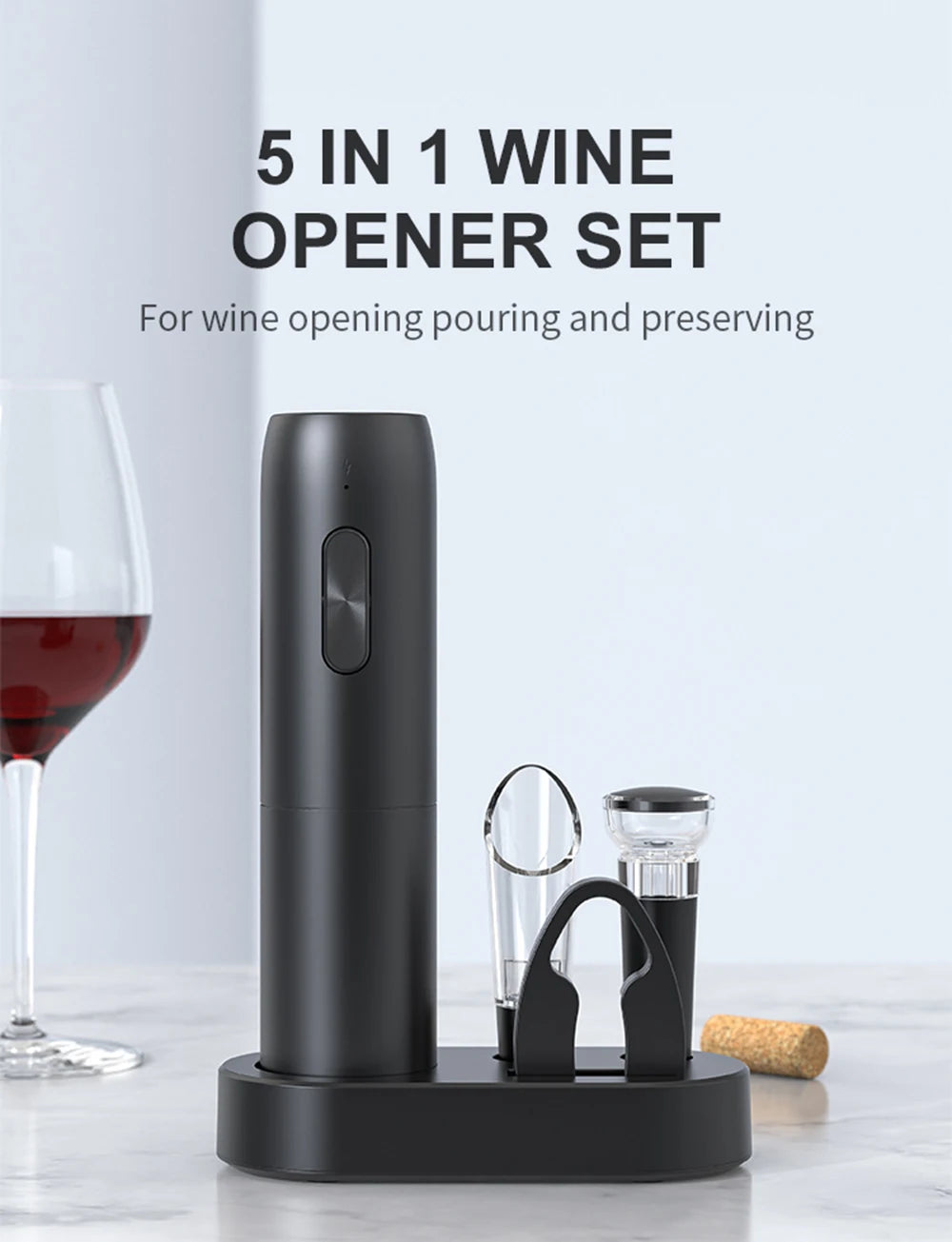 Automatic Rechargeable Electric Wine Bottle Opener Set - 8