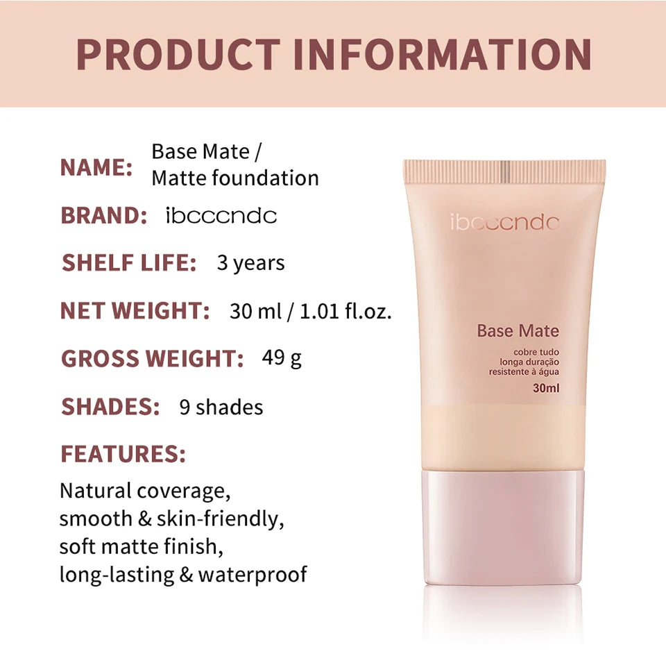 Long-Lasting Waterproof Matte Liquid Foundation