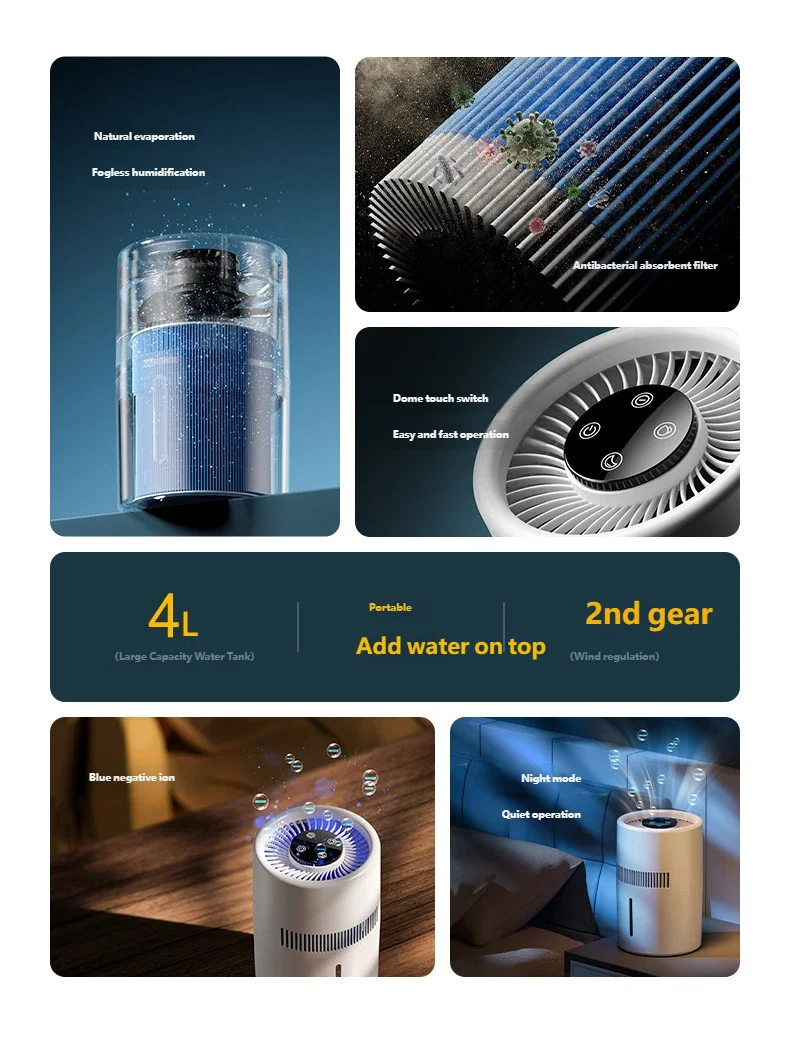 Desktop Humidifier with Quiet Mist for Home and Office