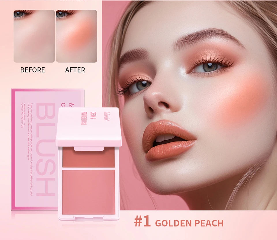 2-in-1 Cream and Powder Blush Palette for Radiant Glow