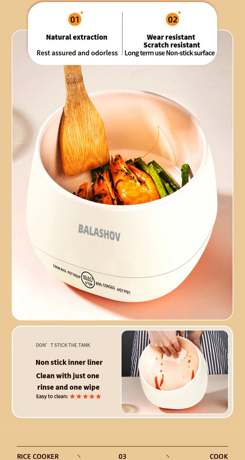 Portable 1.8L Smart Mini Rice Cooker for Small Kitchens and Dorms