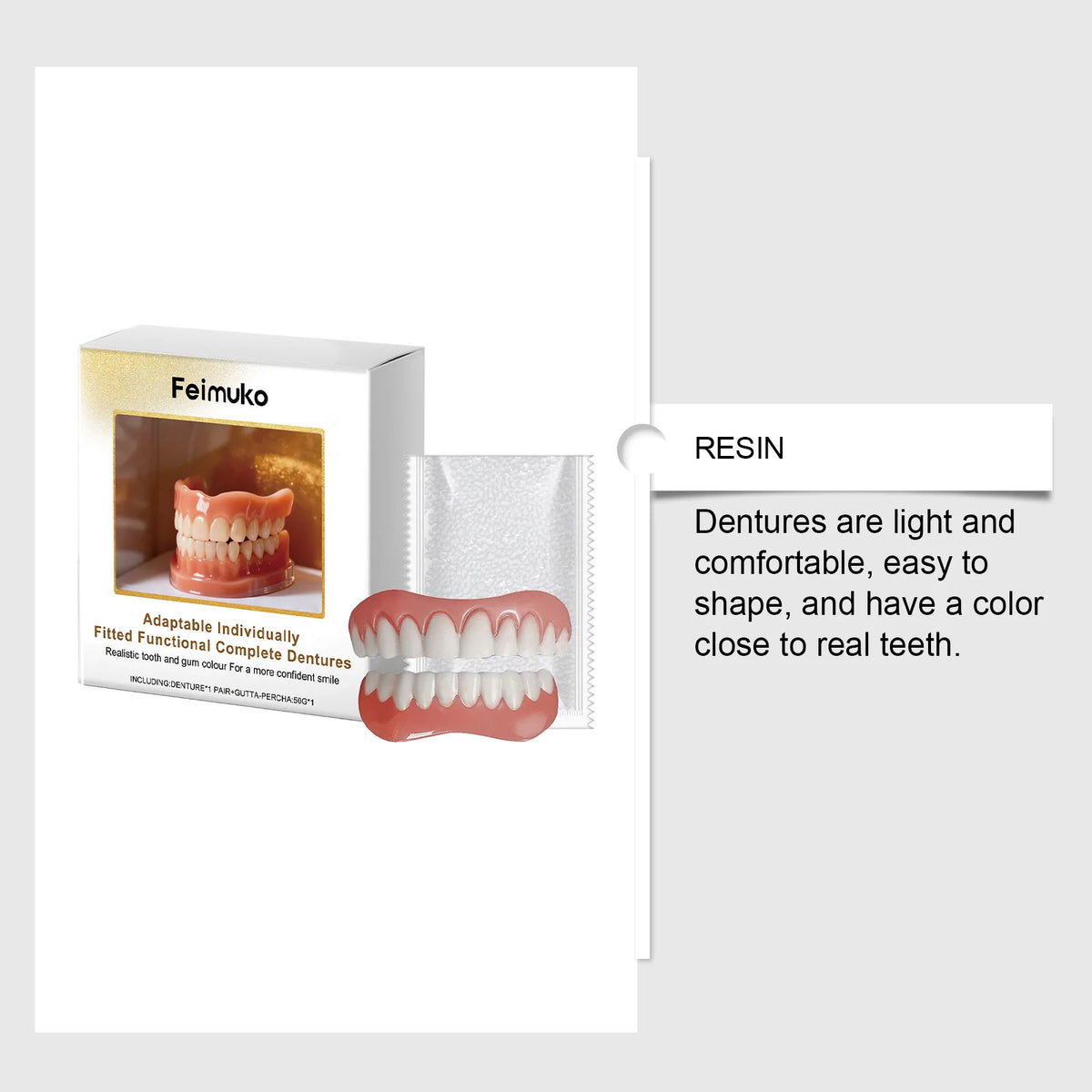 Temporary Cosmetic Denture Fitting Kit for Instant Smile