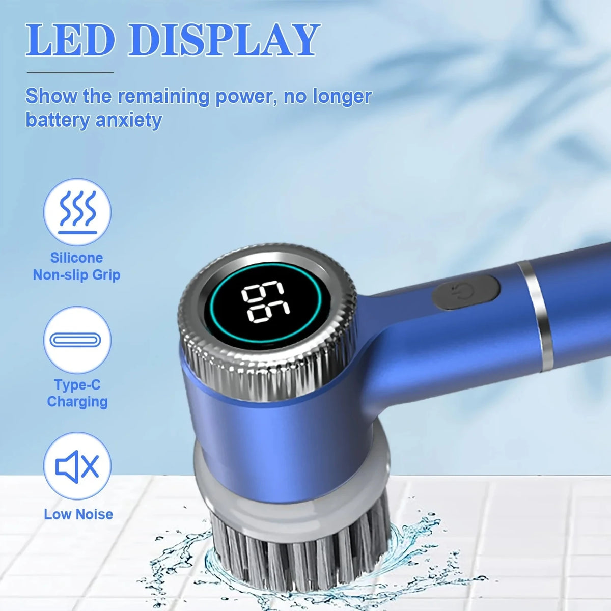 Electric Power Spin Scrubber with 5 Replaceable Brush Heads